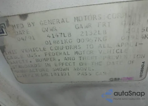 1991 Chevrolet Camaro Rs from USA, damaged, VIN 1G1FP23E1ML181101